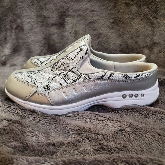 Easy Spirit Traveltime Mule Slip On Clog Mule Silver/Snakeskin Women's 9.5W - Picture 6 of 12